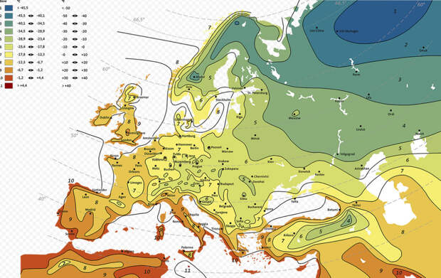Климатическая карта Европы, фото gardenzia.ru