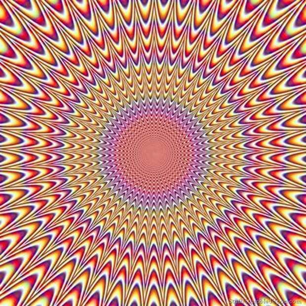 Подобные оптические иллюзии, будто оживающие перед глазами, представляют собой визуальные вибрации, которые создаются сочетанием двух ярких цветов. Так как яркие цвета могут оставлять последовательный образ.