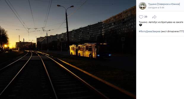 Фото дня: автобус, закат, Тушино
