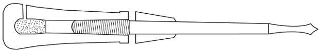 Ещё один из возможных видов гентских пищалей — лосхультский ствол с заряженной в него стрелой-карро в реконструкции Титтмана (ствол длиной 30 см, калибром 31 мм). По описанию произошедшей через полгода битвы при Розебеке гентцы пускают из пушек «стрелы с бронзовыми оперением» — возможно, оперение разворачивалось при вылете из ствола, как у современных ПТУРСов - Рибоды: от появления до битвы на Осиновых полях | Военно-исторический портал Warspot.ru