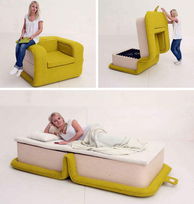 Яркое кресло-кровать.