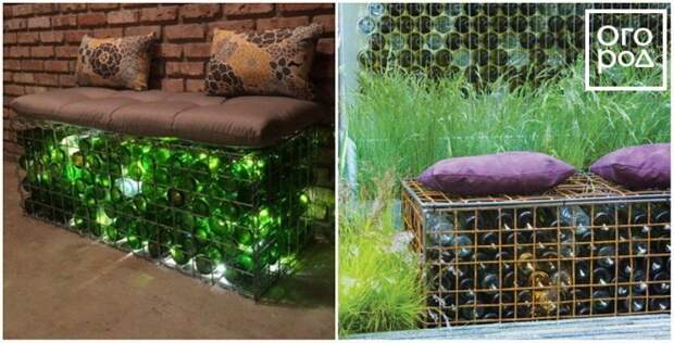 Габионы из винных бутылок