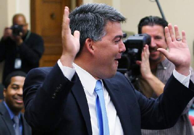 U.S. Rep.-elect Cory Gardner, R-Colo., celebrates after he drew number one during an office selection lottery for new House of Representatives members on Nov. 19, 2010, on Capitol Hill in Washington, D.C. (Alex Wong/Getty Images)