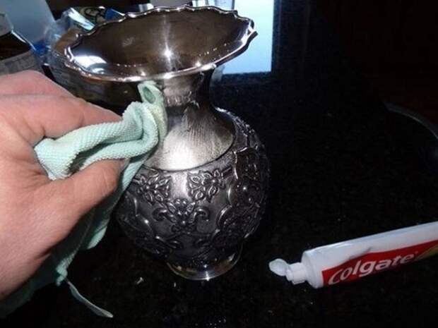 чистка серебра зубной пастой