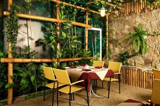 бамбуковый декор кафе