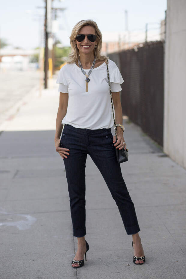 Ivory ruffle sleeve blouse