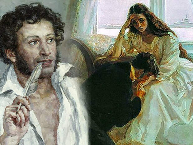 Александр Пушкин, Евгений Онегин и Татьяна Ларина. Коллаж