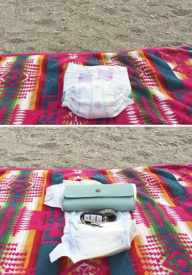 Памперс - лучший тайник для пляжа где спрятаться, забавно, неожиданно, познавательно, потайное место, секрет, тайна, тайник
