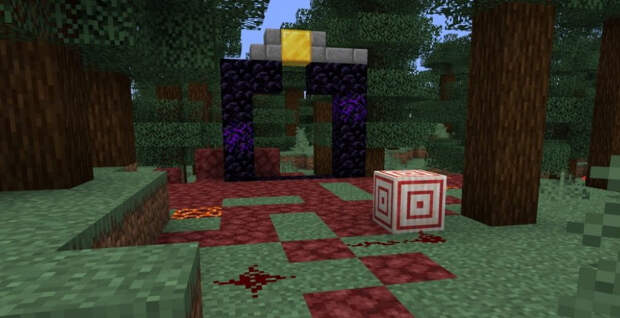 Редстоуновый крестик в Minecraft 1.16, снапшот 20w18a