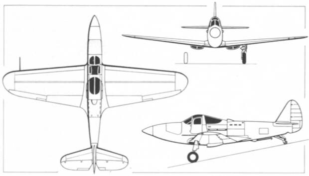 Проекции истребителя XFL-1. Air Enthusiast 1973, №3 - Флотская сестра «Эйракобры» | Warspot.ru