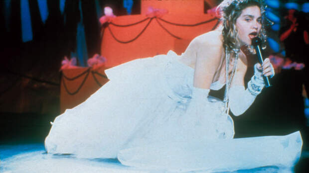 Madonna performing on the 1984 MTV Video Music Awards at Radio City Music Hall in New York City, September 14, 1984. 