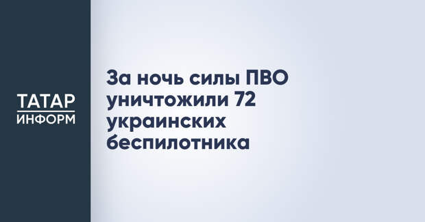 За ночь силы ПВО уничтожили 72 украинских беспилотника