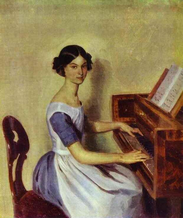 «Портрет Н.П. Жданович за фортепиано». (1850). Автор: П. Федотов. Как художник-самоучка Павел Федотов стал академиком и из-за чего закончил жизнь в психиатрической лечебнице