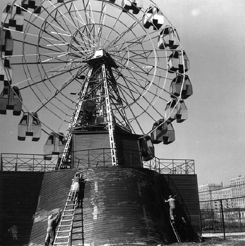 Чертово колесо. Ленинград, 1955 год Лев Шерстенников, история, люди, ностальгия, фото, фотограф, фотография