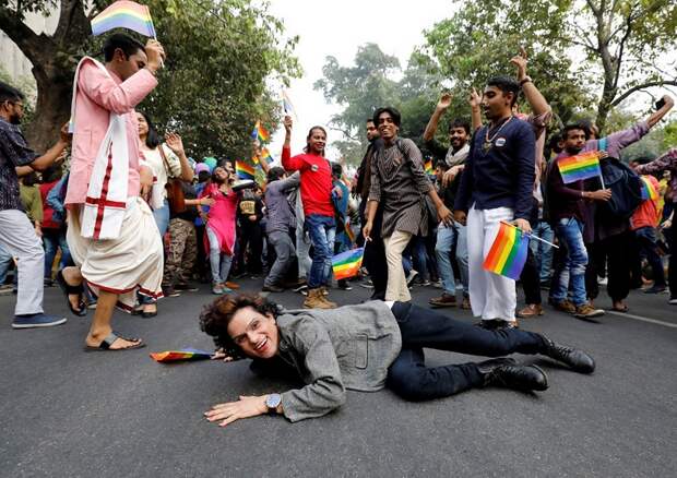 People participate in Queer Pride March, an event promoting gay, lesbian, bisexual and transgender rights, in New Delhi