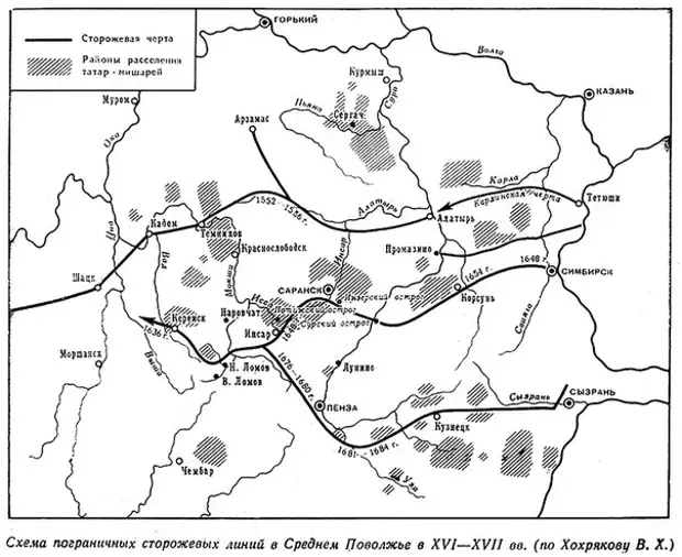 Засечные черты русского государства 16 17 век карта