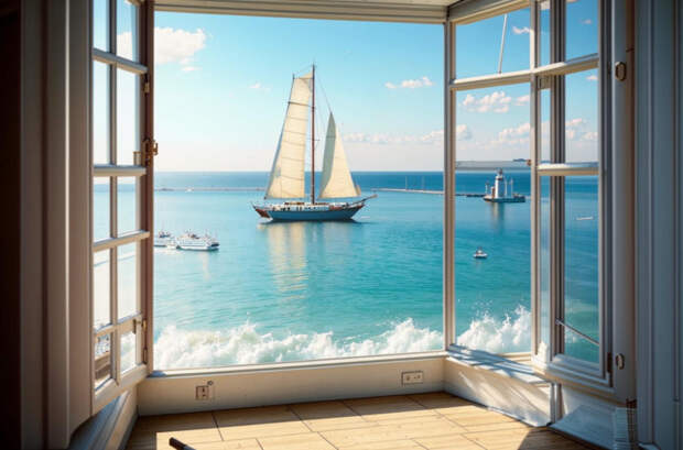 Распахнутое окно, в котором видно море и белый парусник_Kandinsky 3.1.jpg Распахнутое окно, в котором видно море и белый парусник_Kandinsky 3.1.jpg