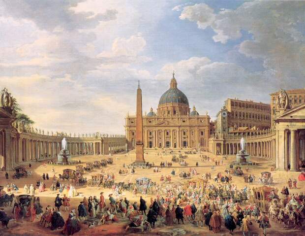 Departure of the Duc de Choiseul from the Piazza di San Pietro, 1754, Автор: Panini, Giovanni Paolo (Джованни Паоло Панини)