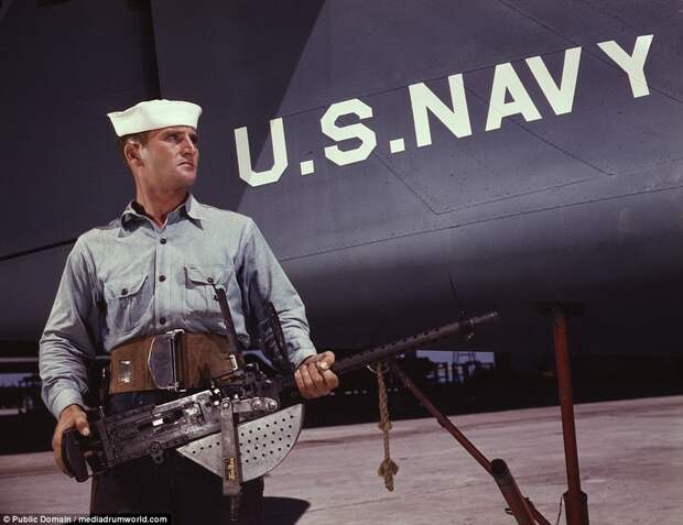 After seven years in the Navy, J.D. Estes is considered an old sea salt by his mates at the Naval Air Base, Corpus Christi, Texas, in August of 1942
