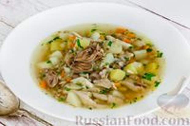Фото к рецепту: Суп с куриными сердечками и гречкой