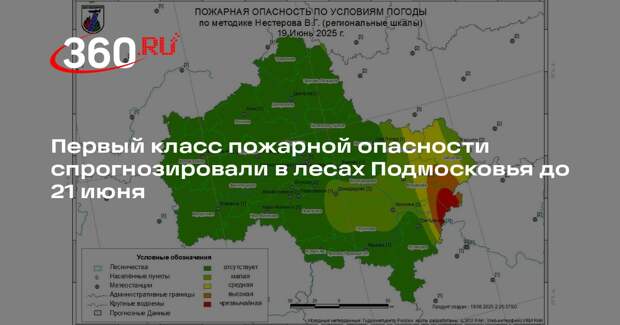 Первый класс пожарной опасности спрогнозировали в лесах Подмосковья до 21 июня