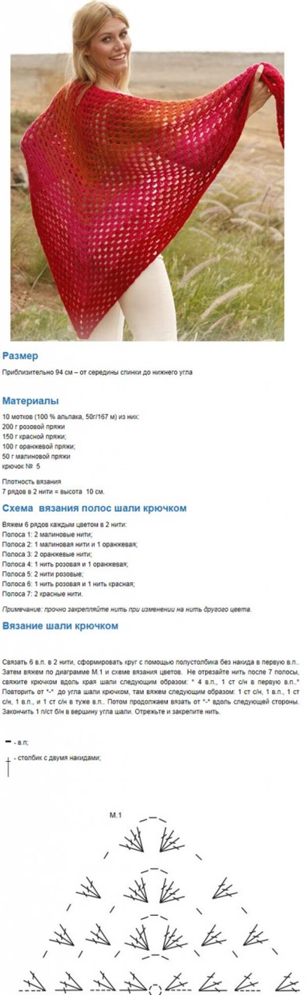 Схемы для вязания крючком шали