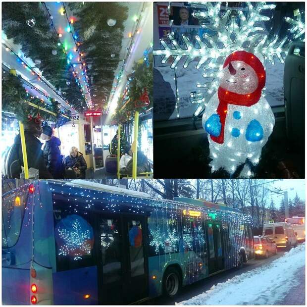 Когда троллейбус вдохновляет новогоднее настроение, новый год, транспорт, украшения