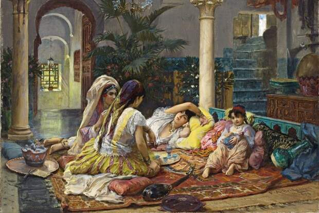 И немного искусства - картины художников видевших гаремы собственными глазами. Frederick Arthur Bridgman (1847 - 1928) Пребывание в Египте в 1873-1974 годах привело к серии картин и Востоке гарем, женщины, красота, османская империя, правда, турция