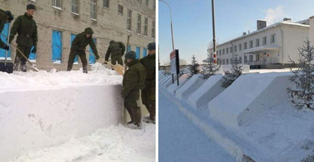 Уборка снега армия, наказание, россия