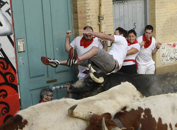 Ежегодный забег с быками в Испании