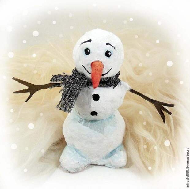 Снеговик из папье-маше Лайфхак, идеи, новый год, своими руками, сделай сам, украшения, ёлочные игрушки
