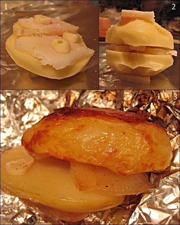 Печеная картошка с салом в фольге
