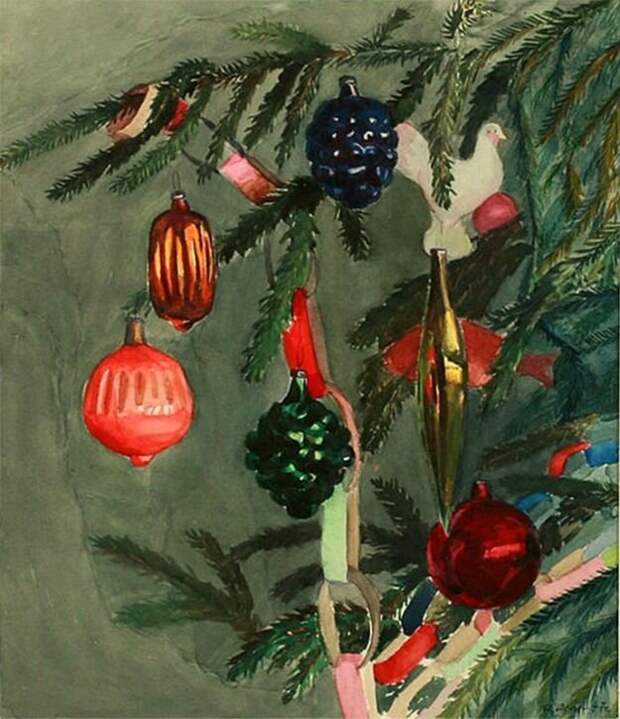Астапов Иван Степанович. Новогодняя ёлка. 1947  