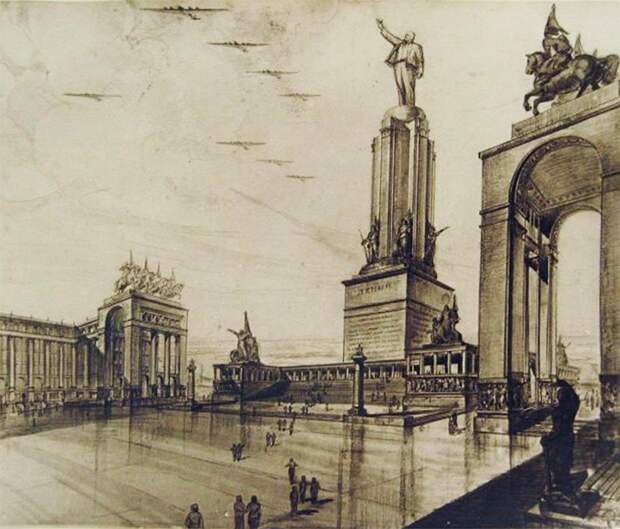 Памятник Ленину планировался высотой в 40 метров, но в итоге определиться с ним не смогли
