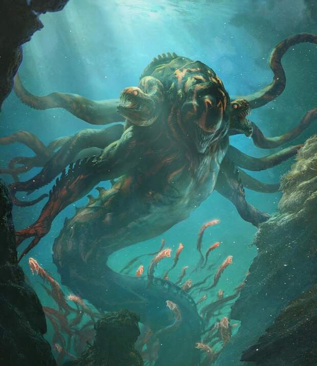 Ночные кошмары из морских глубин монстры, морские чудовища, океан, чудовища