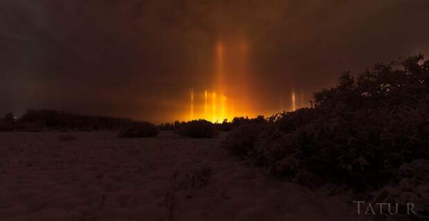 Golden Light Pillars