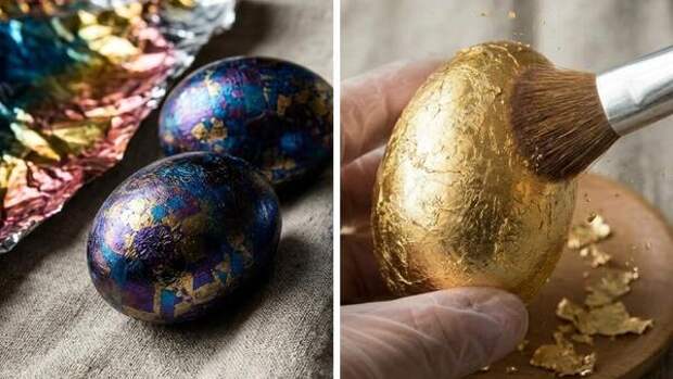 Космический мрамор или золото? Два способа покрасить яйца фольгой, которые поразят всех