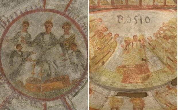 В катакомбах Рима обнаружены античные фрески, возраст которых - 1600 лет