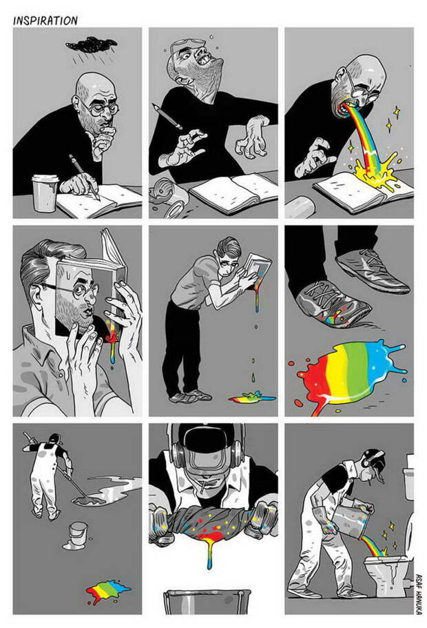 Жесткие иллюстрации Asaf Hanuka о современной жизни