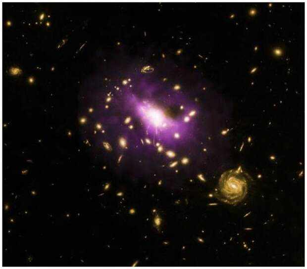 Черная дыра в скоплении галактик под названием RX J1532.9 +3021 (RX J1532 для краткости), которая расположена примерно 3,9 млрд световых лет от Земли интересное, космос, красота, наука, фото