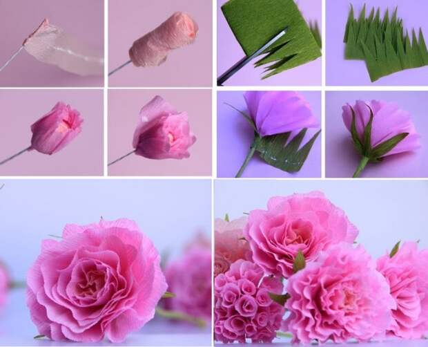 Этапы создания розы из гофрированной бумаги 