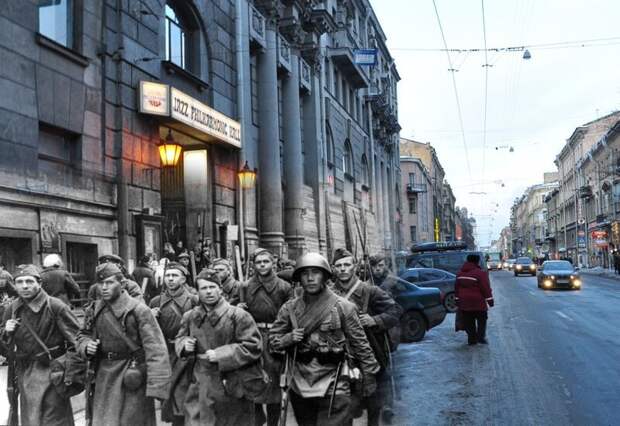 Ленинград 1941-2010 Загородный 27. Регулярные части Красной армии следуют к передовой блокада, ленинград, победа