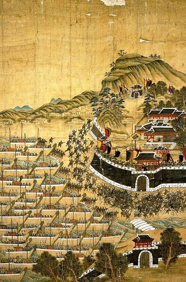 Изображение осады Пусанджина в 1592 году. /Фото: wikipedia.org