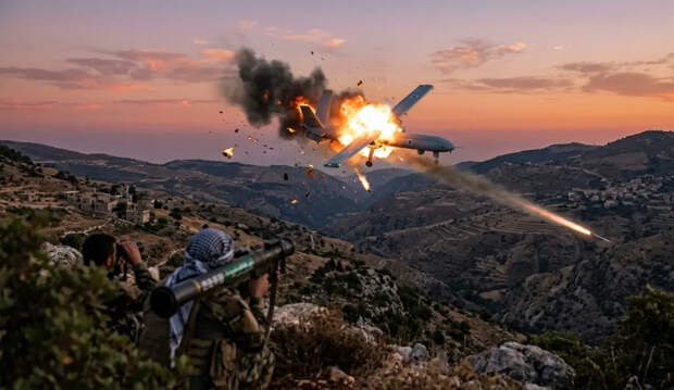 Появилось видео уничтожения дрона Hermes-450 ракетой из КНДР