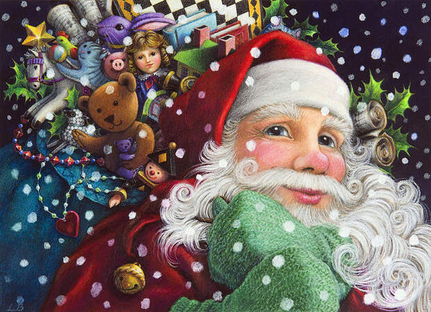 Вся в огнях сияет ёлка… Дед Мороз уж у дверей! Иллюстратор Lynn Bywaters