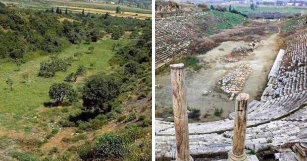 До и после раскопок в Греции