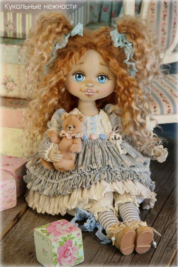 Купить Кнопочка (резерв) . Кукла авторская текстильная - шебби, шебби-шик, шебби шик, бохо: 