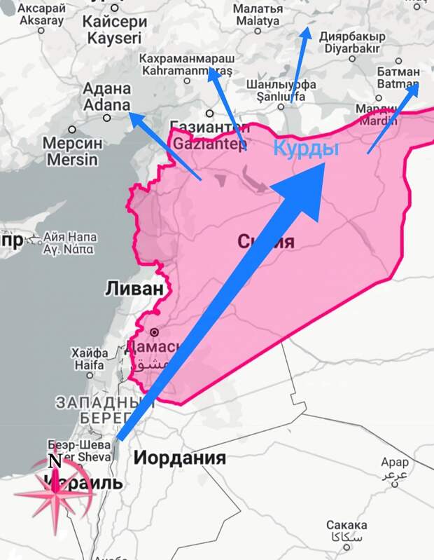 Движение поставок продукции ВПК и денег из Израиля курдам 