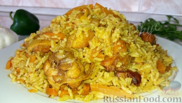 Фото к рецепту: Рассыпчатый плов с курицей