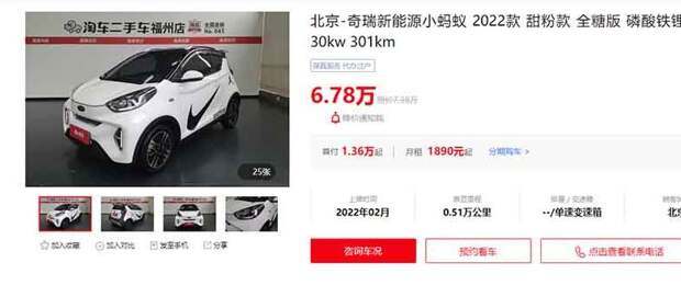 Цена б/у Chery Little Ant 2022 Sweet Pink All Sugar Edition